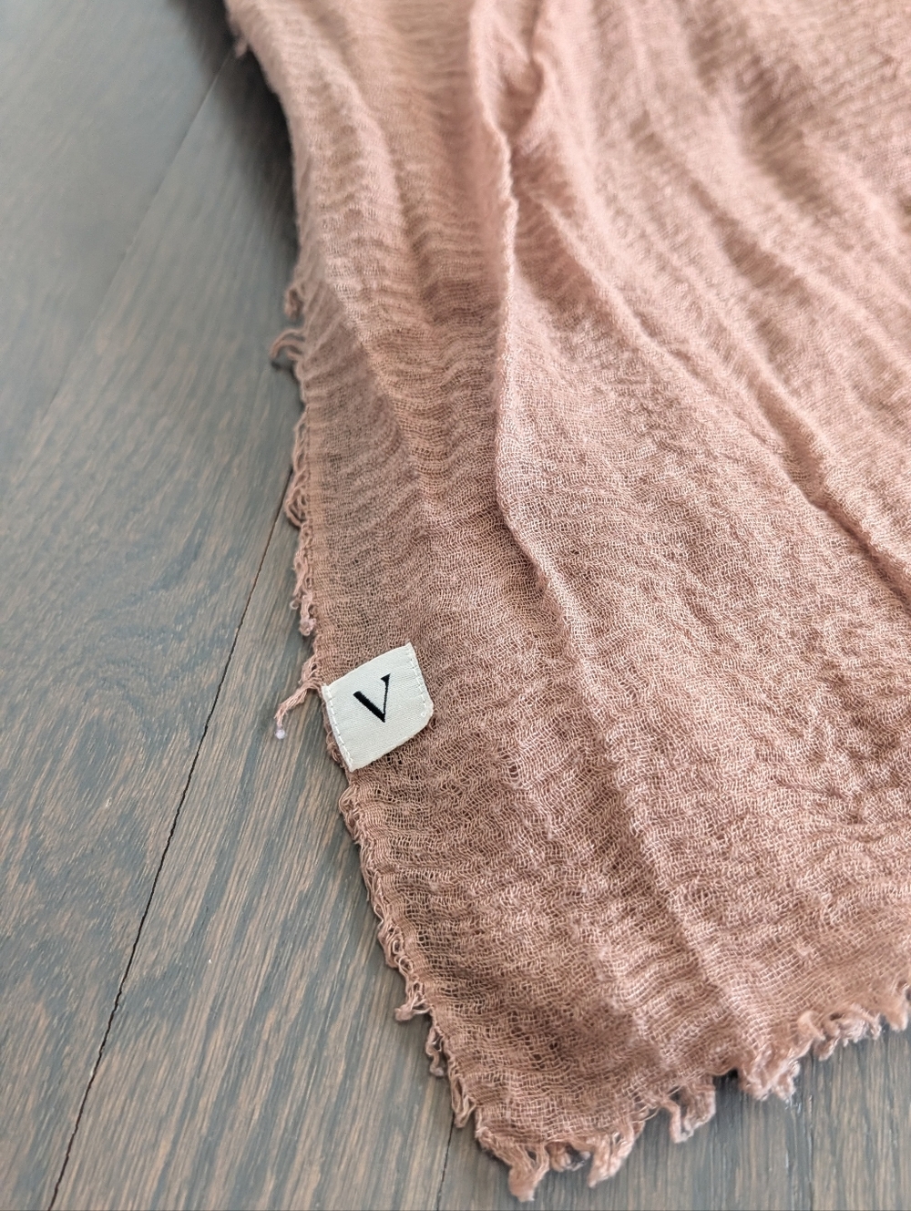 Vela Lightweight Frayed Edge Crinkle Hijab / Scarf, Dusty Beige - Picture 2 of 3